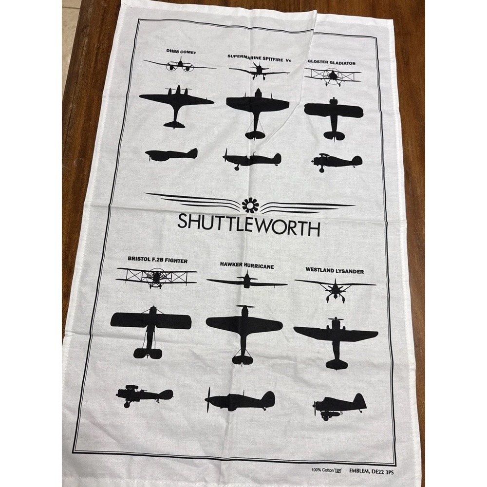Shuttleworth Airplanes Design Tea Towel 12x28